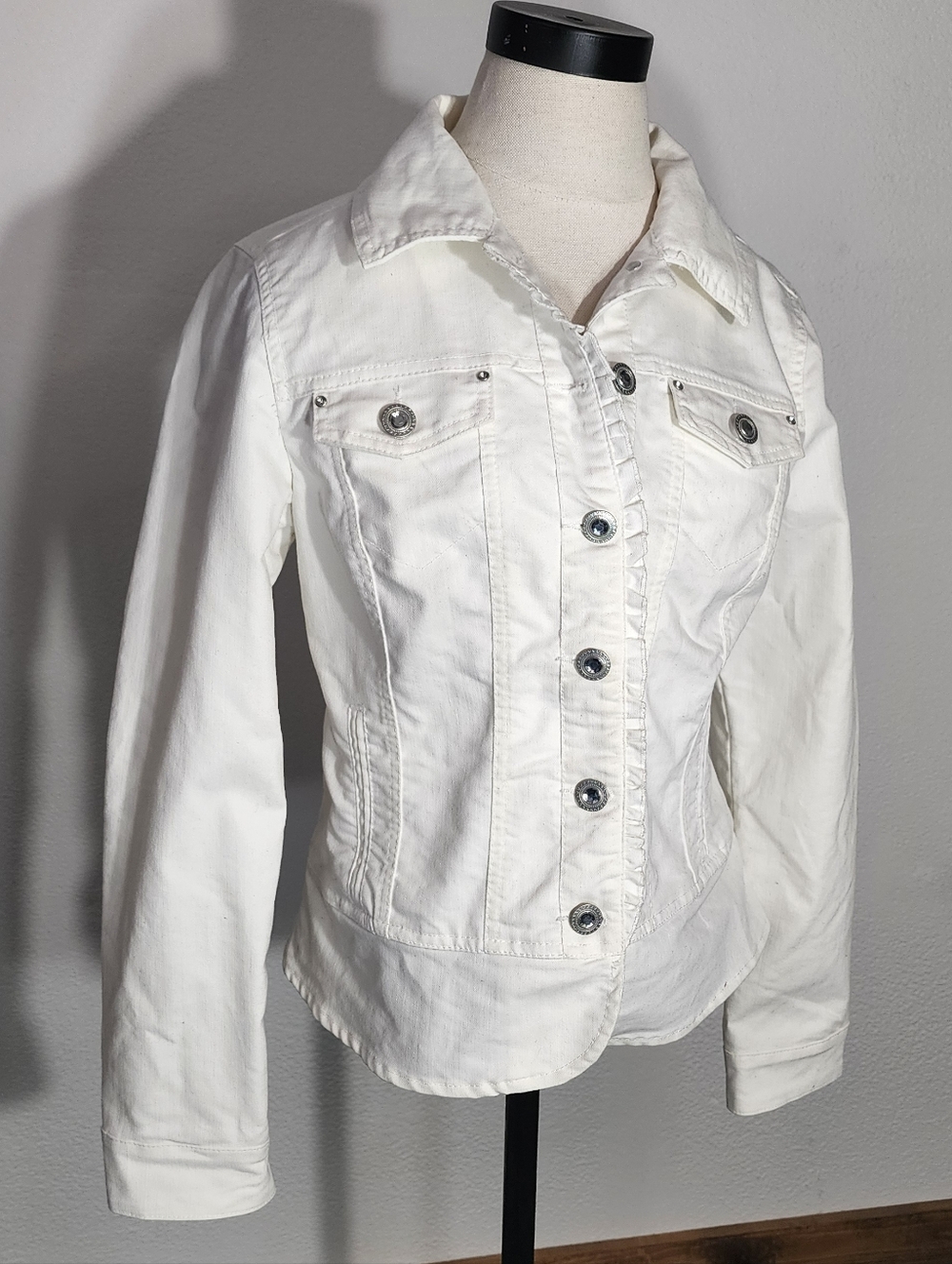 Christopher & Banks Jacket Denim Women's Button-Up Off-White Size M - Picture 5 of 14